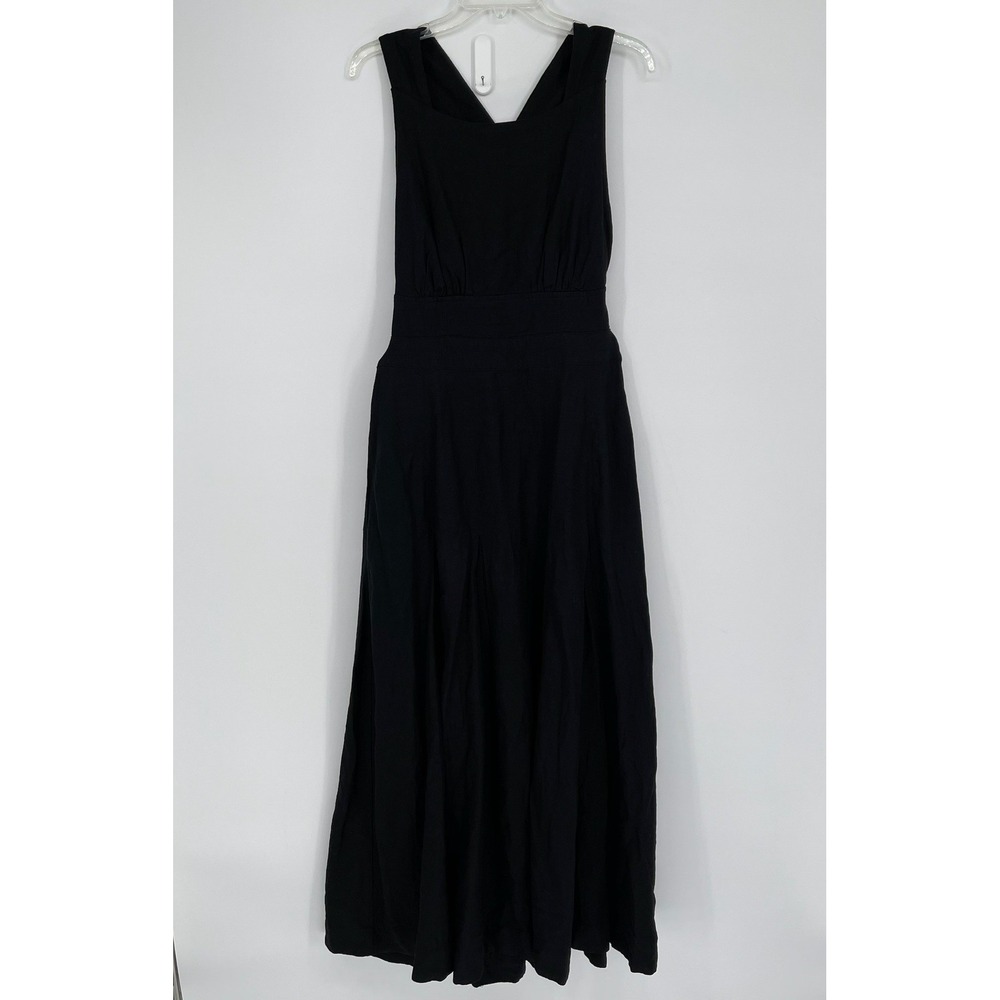 Rachel Zoe NWT Women's Black Linen Blend Sleeveless Cross Back Maxi Dress Size 6